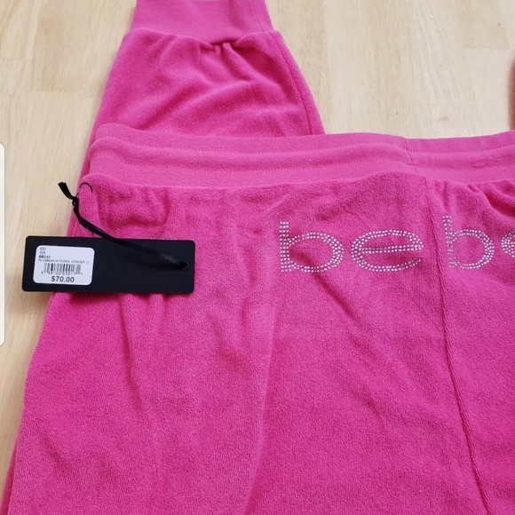 Bebe Sport Womens Pants 1X Beach Towel Pink Sequin - Picture 2 of 5